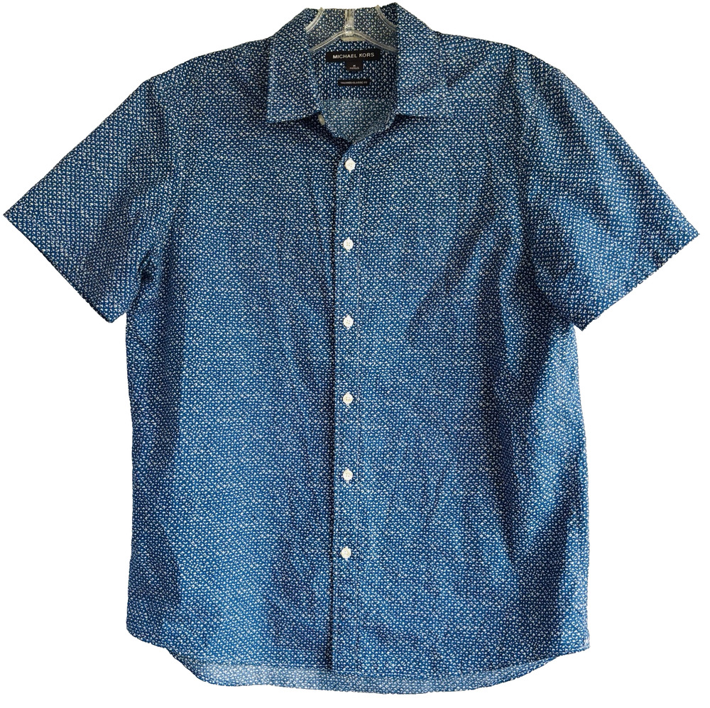 Michael Kors Classic Fit Casual Button Up Shirt Men's Short Sleeve Size M